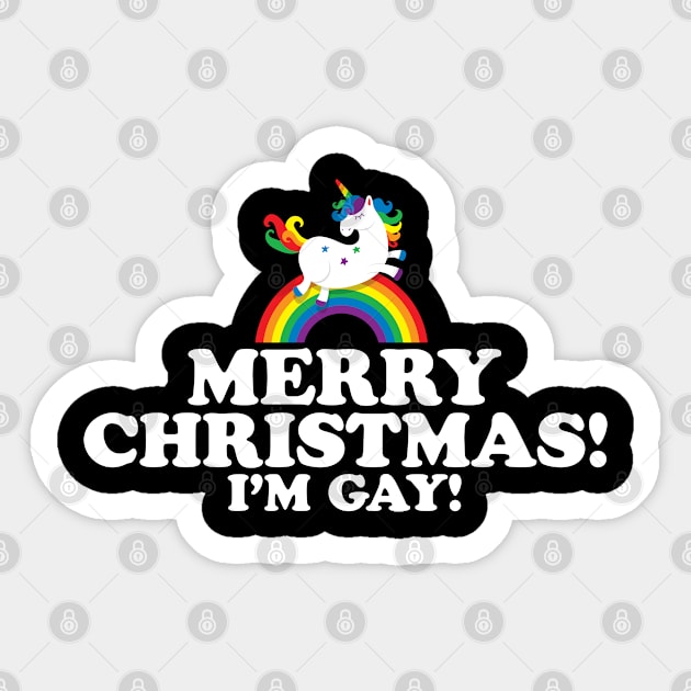 Merry Christmas I'm Gay | Coming Out Unicorn Sticker by jomadado